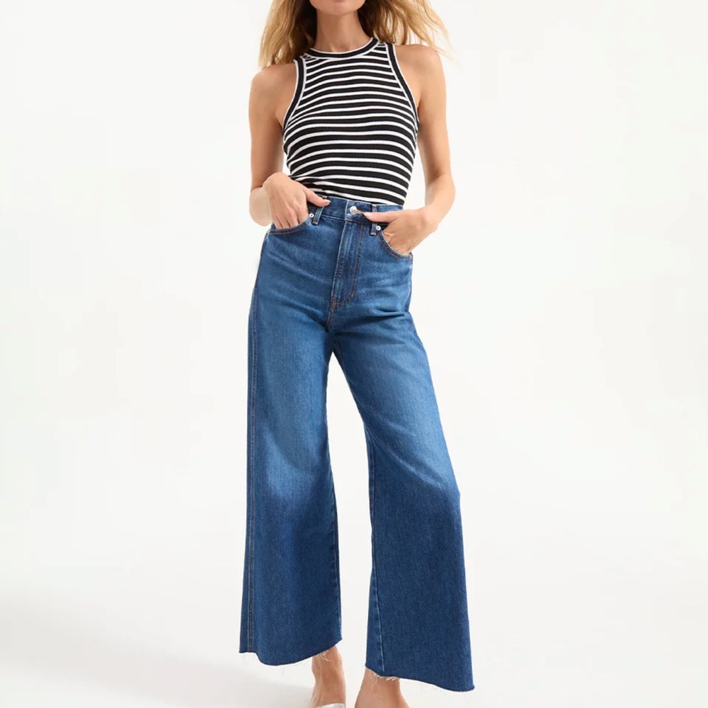 Veronica Beard Taylor Cropped Wide Leg Jean